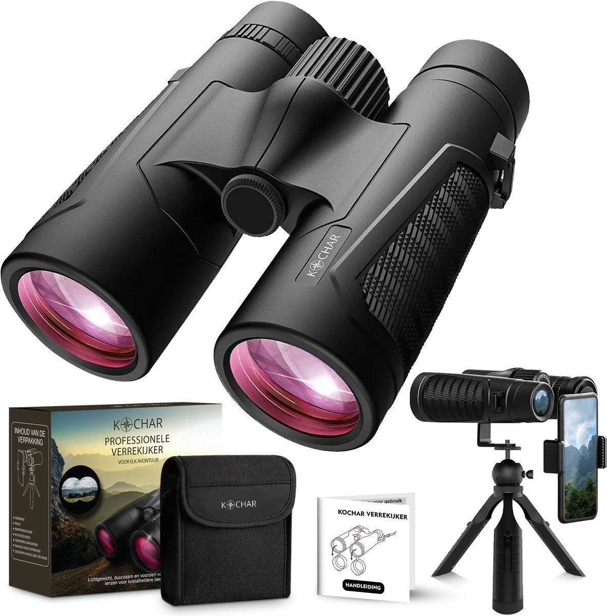 Kochar Verrekijker - 12x42 - Incl. Tripod en Telefoonhouder - BAK4 - Waterdicht - Verrekijker voor volwassenen & kinderen