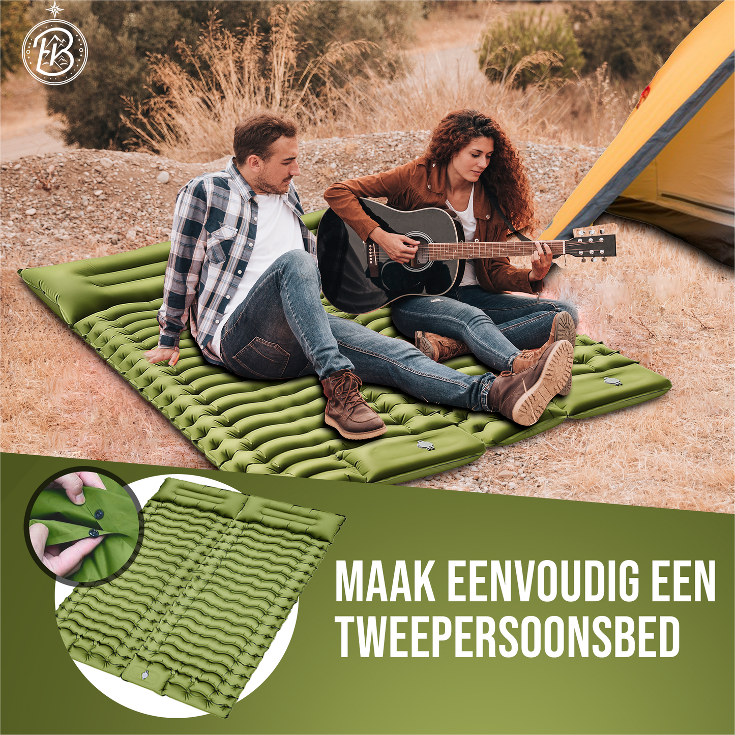 Kochar Slaapmat zelfopblazend - Slaapmat met ingebouwde voetpomp & hoofdkussen - Camping Matras