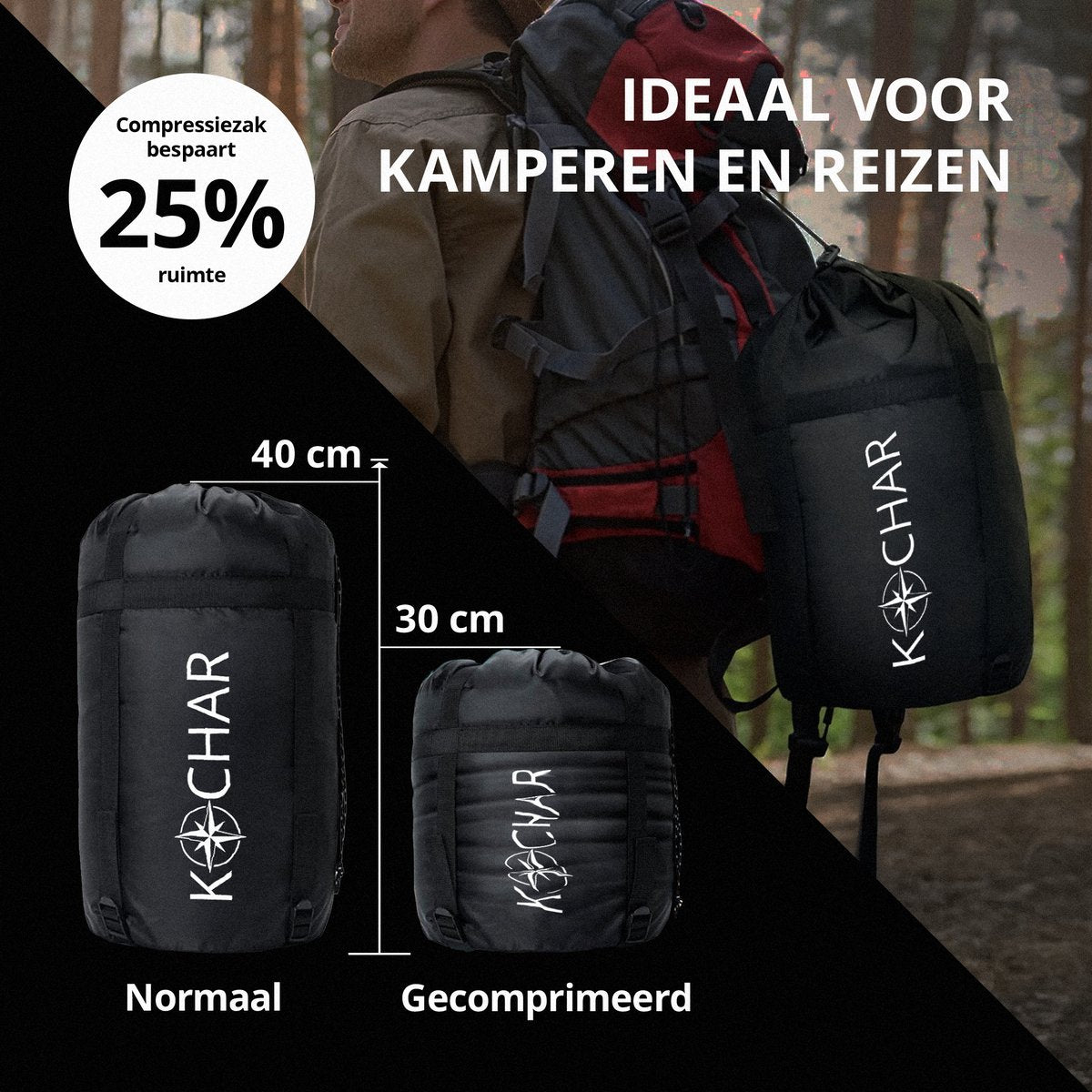 Kochar Slaapzak - 3 seizoenen - Slaapzakken voor Volwassenen en Kinderen - Met compressie draagtas
