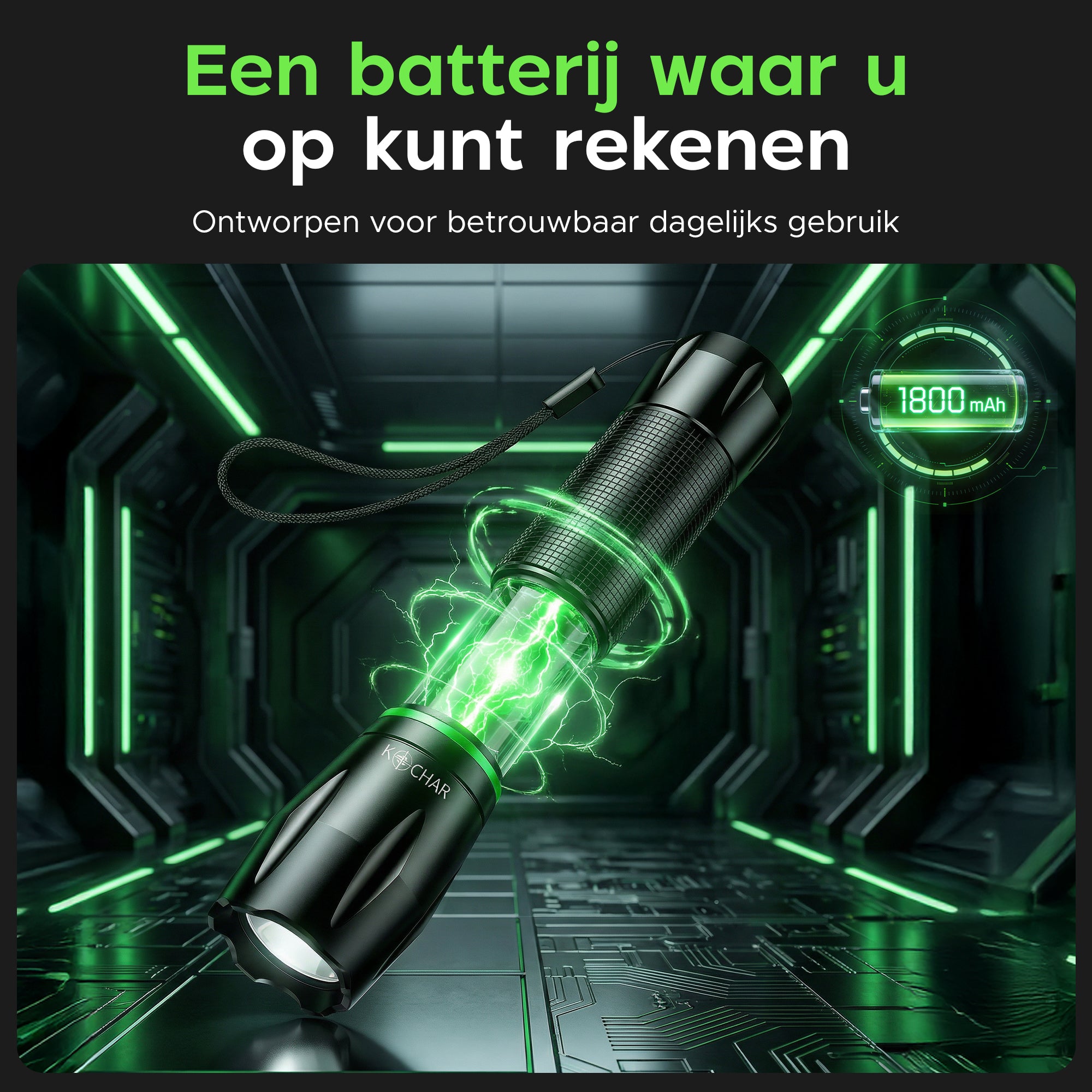 Kochar EDC Zaklamp LED oplaadbaar - Set van 2 - 800 Lumen - 5 Standen