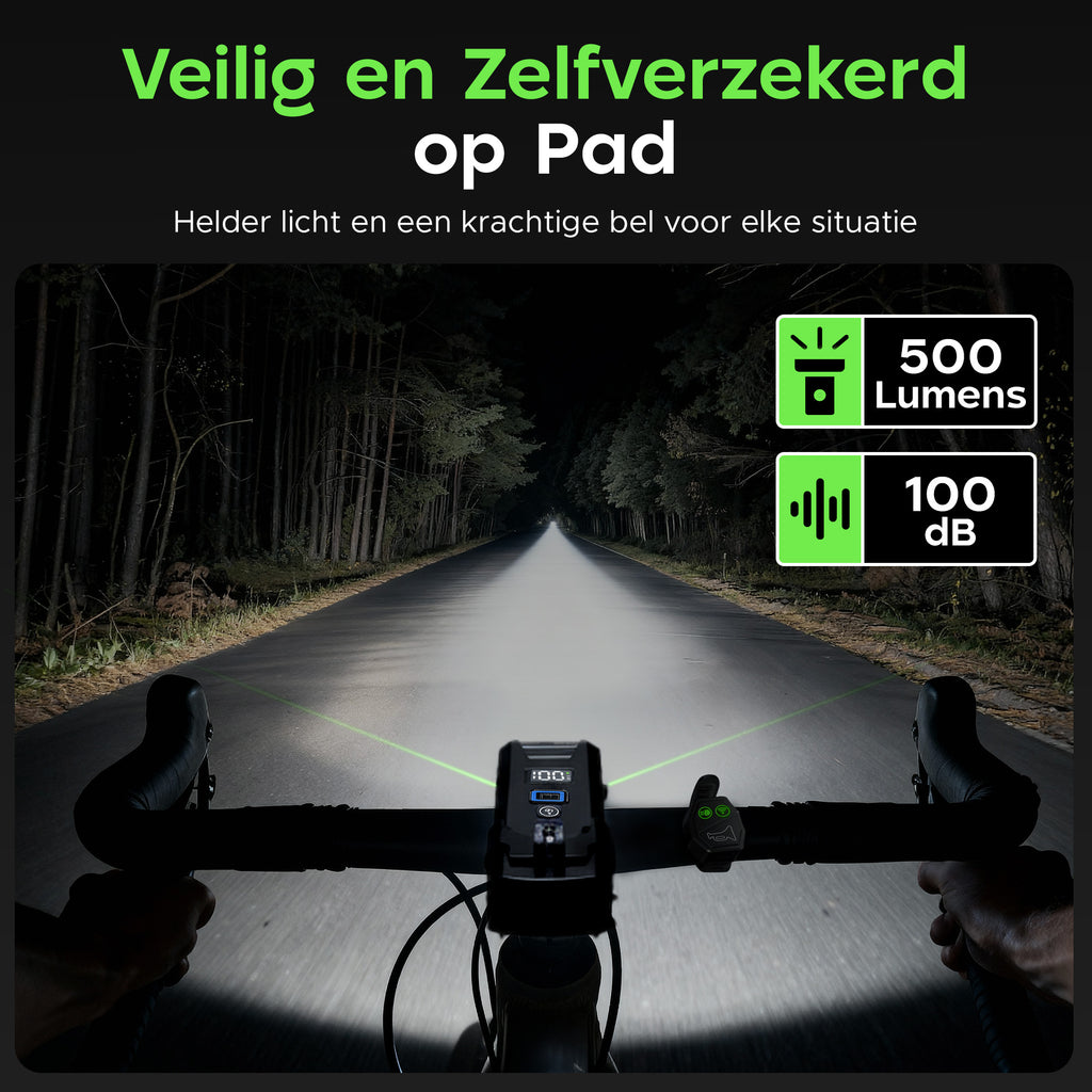 Kochar Fietsverlichting Set LED – Met Ingebouwde Fietsbel & Afstandsbediening - Voorlicht & Achterlicht – 500 Lumen – Fietslampjes USB oplaadbaar