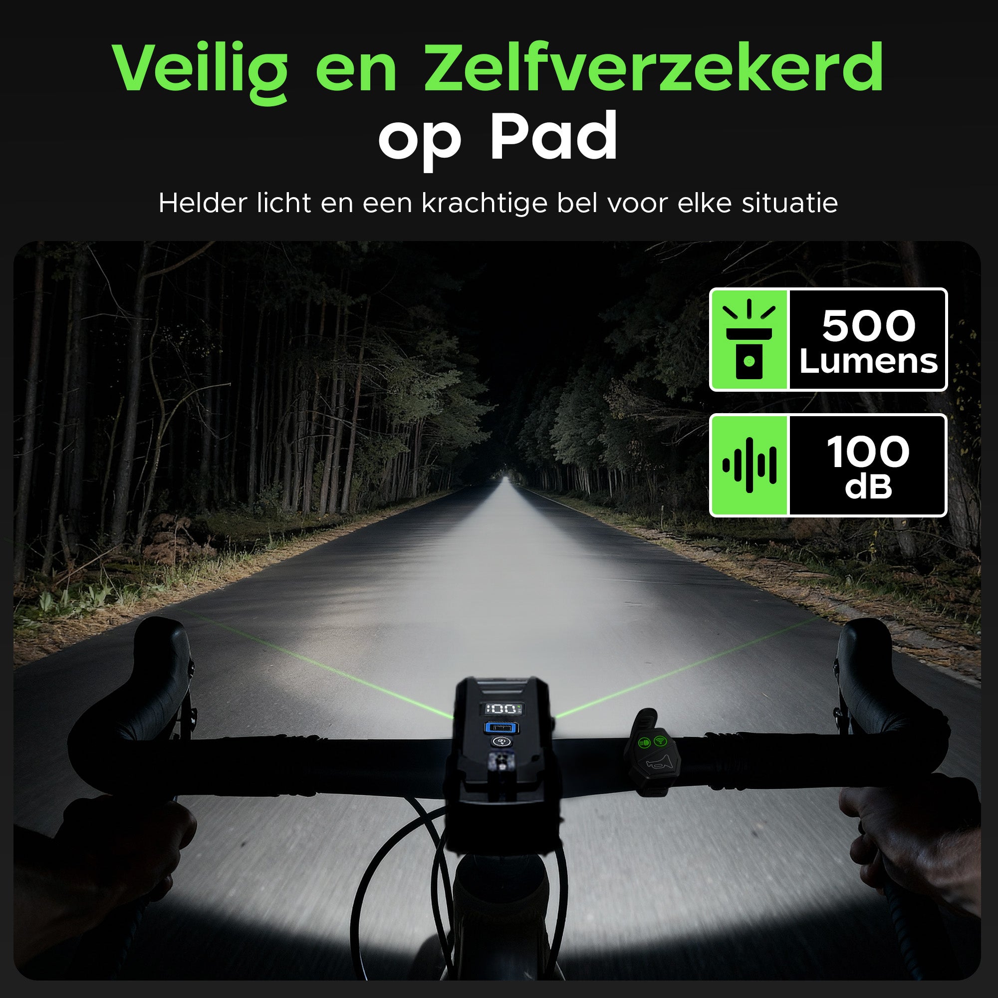 Kochar Fietsverlichting Set LED – Met Ingebouwde Fietsbel & Afstandsbediening - Voorlicht & Achterlicht – 500 Lumen – Fietslampjes USB oplaadbaar