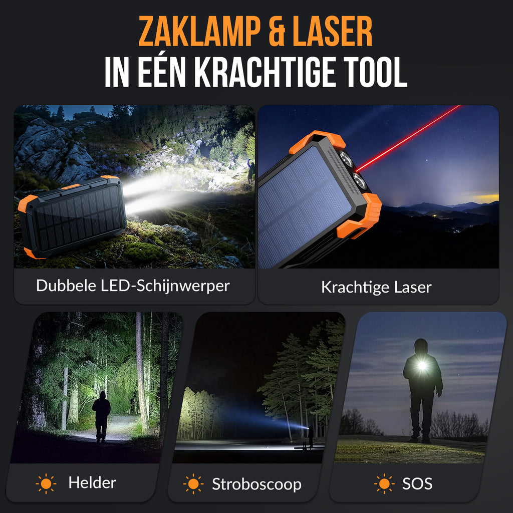 Kochar Solar Powerbank 30000 mAh - Oranje