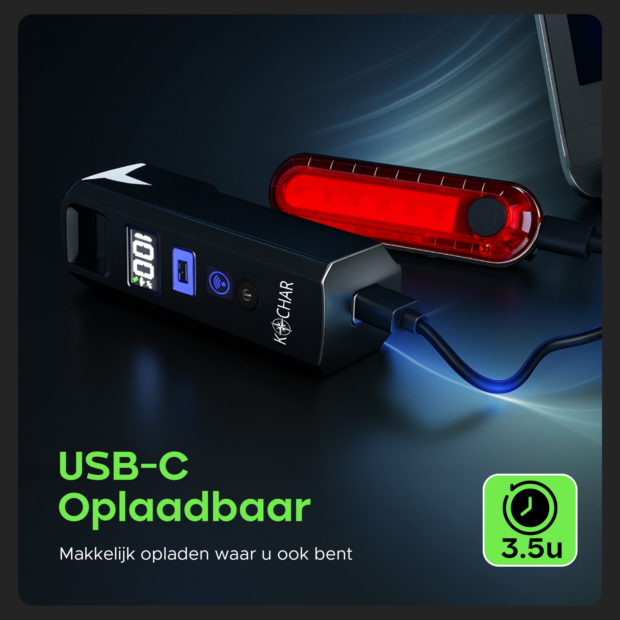 Kochar Fietsverlichting Set LED – Met Ingebouwde Fietsbel & Afstandsbediening - Voorlicht & Achterlicht – 500 Lumen – Fietslampjes USB oplaadbaar