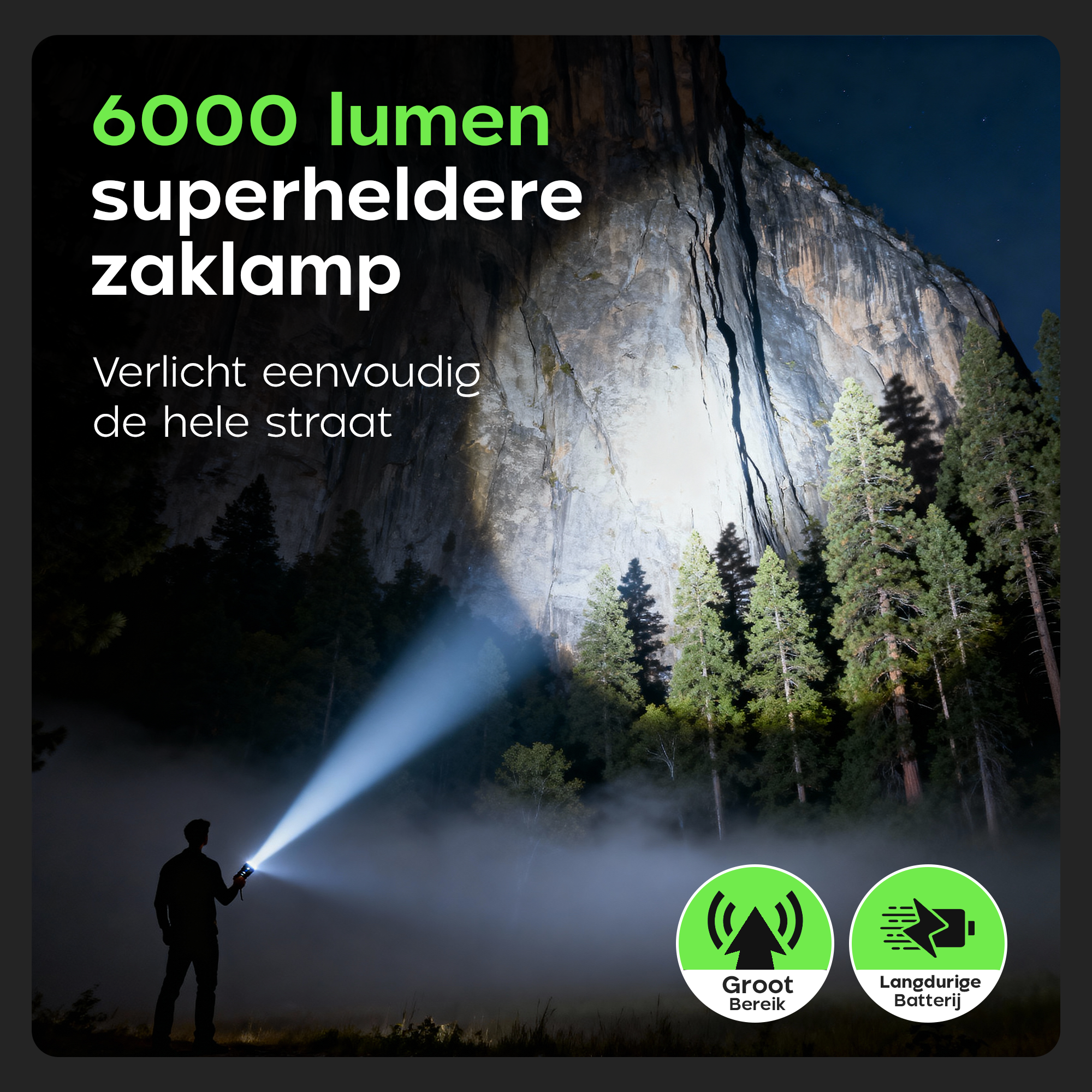 Kochar Titan Zaklamp LED oplaadbaar - 6,000 Lumen - 5 Standen