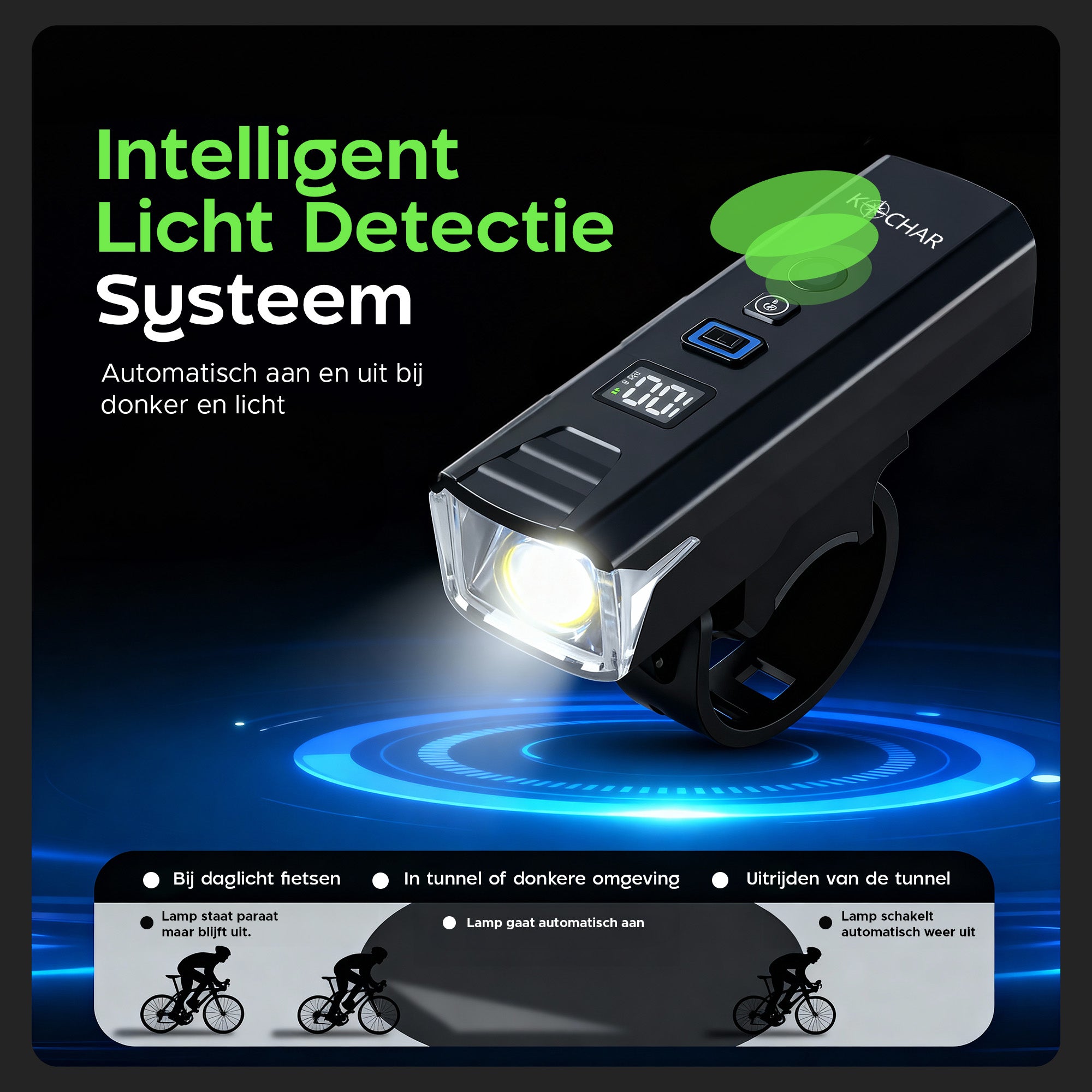 Kochar Fietsverlichting Set LED – Met Ingebouwde Fietsbel & Afstandsbediening - Voorlicht & Achterlicht – 500 Lumen – Fietslampjes USB oplaadbaar