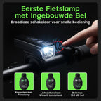 Kochar Fietsverlichting Set LED – Met Ingebouwde Fietsbel & Afstandsbediening - Voorlicht & Achterlicht – 500 Lumen – Fietslampjes USB oplaadbaar
