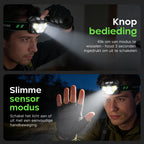 Kochar Hoofdlamp LED oplaadbaar - 1200 Lumen - 8 Standen