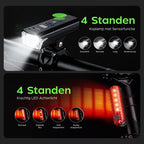Kochar Fietsverlichting Set LED – Met Ingebouwde Fietsbel & Afstandsbediening - Voorlicht & Achterlicht – 500 Lumen – Fietslampjes USB oplaadbaar