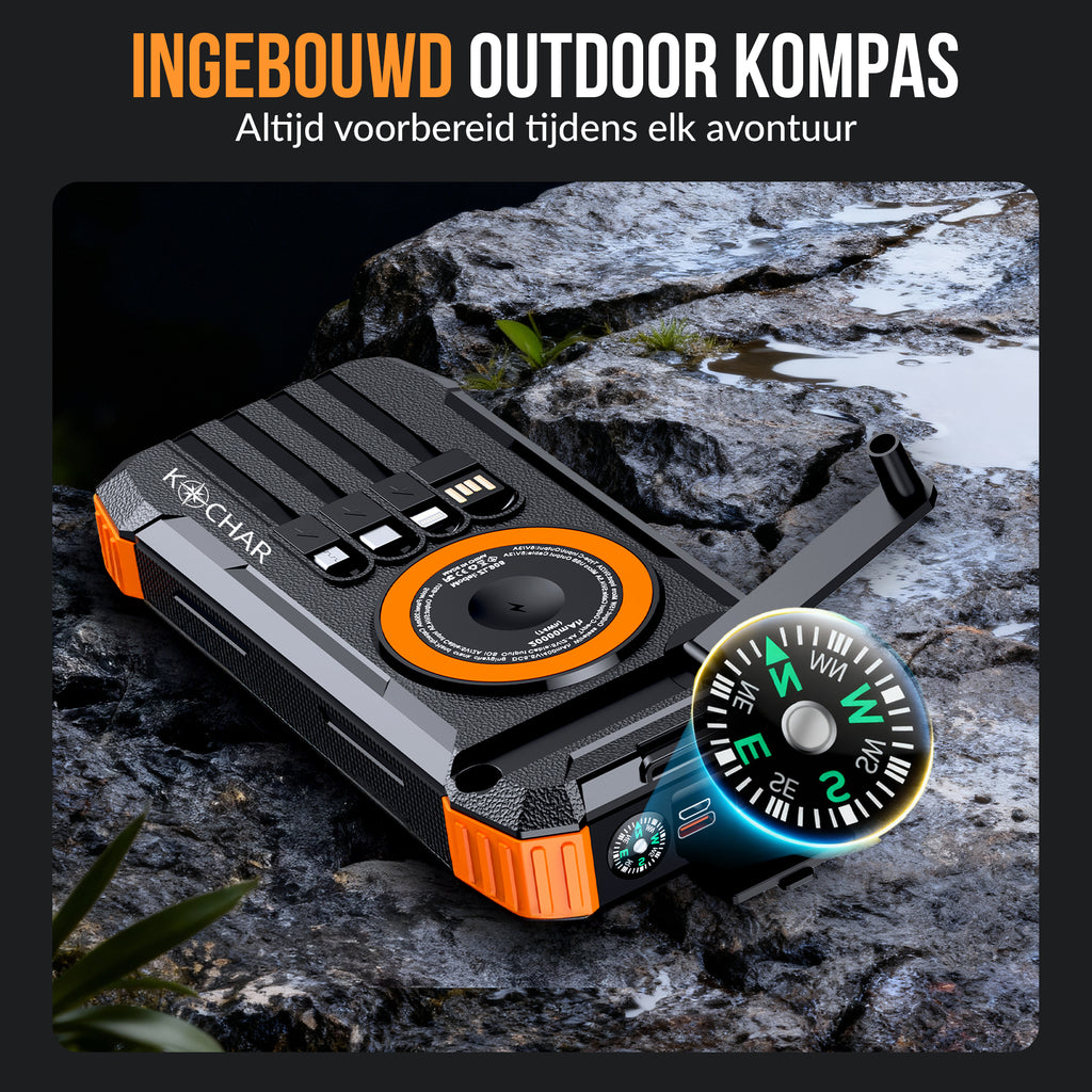 Kochar Solar Powerbank 30000 mAh - Oranje