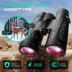 Kochar Verrekijker - 12x42 - BAK4 - Waterdicht -Paarse Lens