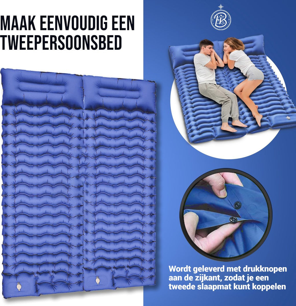 Kochar Slaapmat Zelfopblazend – Met Ingebouwde Voetpomp & Hoofdkussen - Blauw