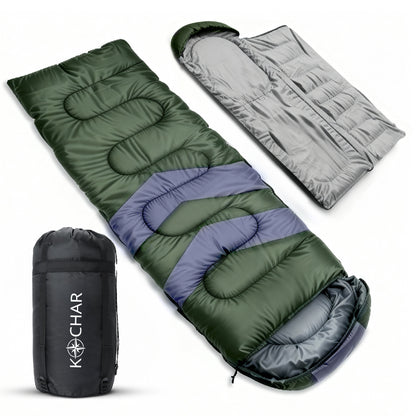 Kochar Slaapzak 2kg - Groente- 4 Seizoenen - Slaapzak voor Volwassenen en Kinderen - Met Compressie Draagtas - Ideaal voor Kamperen & Outdoor Survival