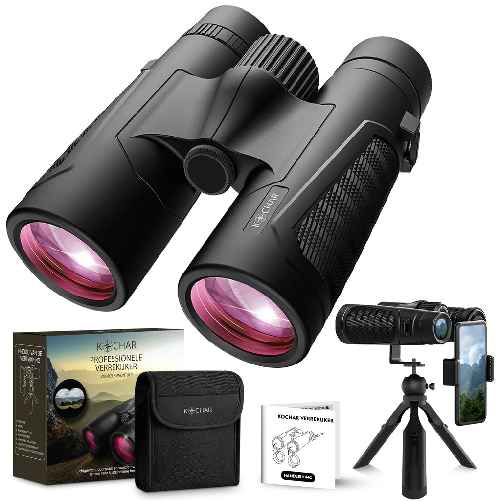 Kochar Verrekijker - 12x42 - BAK4 - Waterdicht -Paarse Lens