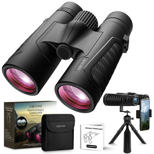 Kochar Verrekijker - 12x42 - Incl. Tripod en Telefoonhouder - BAK4 - Waterdicht - Verrekijker voor volwassenen & kinderen - Paarse lens