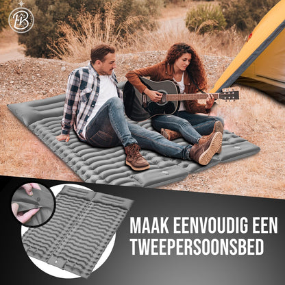 Kochar Slaapmat zelfopblazend - Slaapmat met ingebouwde voetpomp & hoofdkussen - Camping Matras