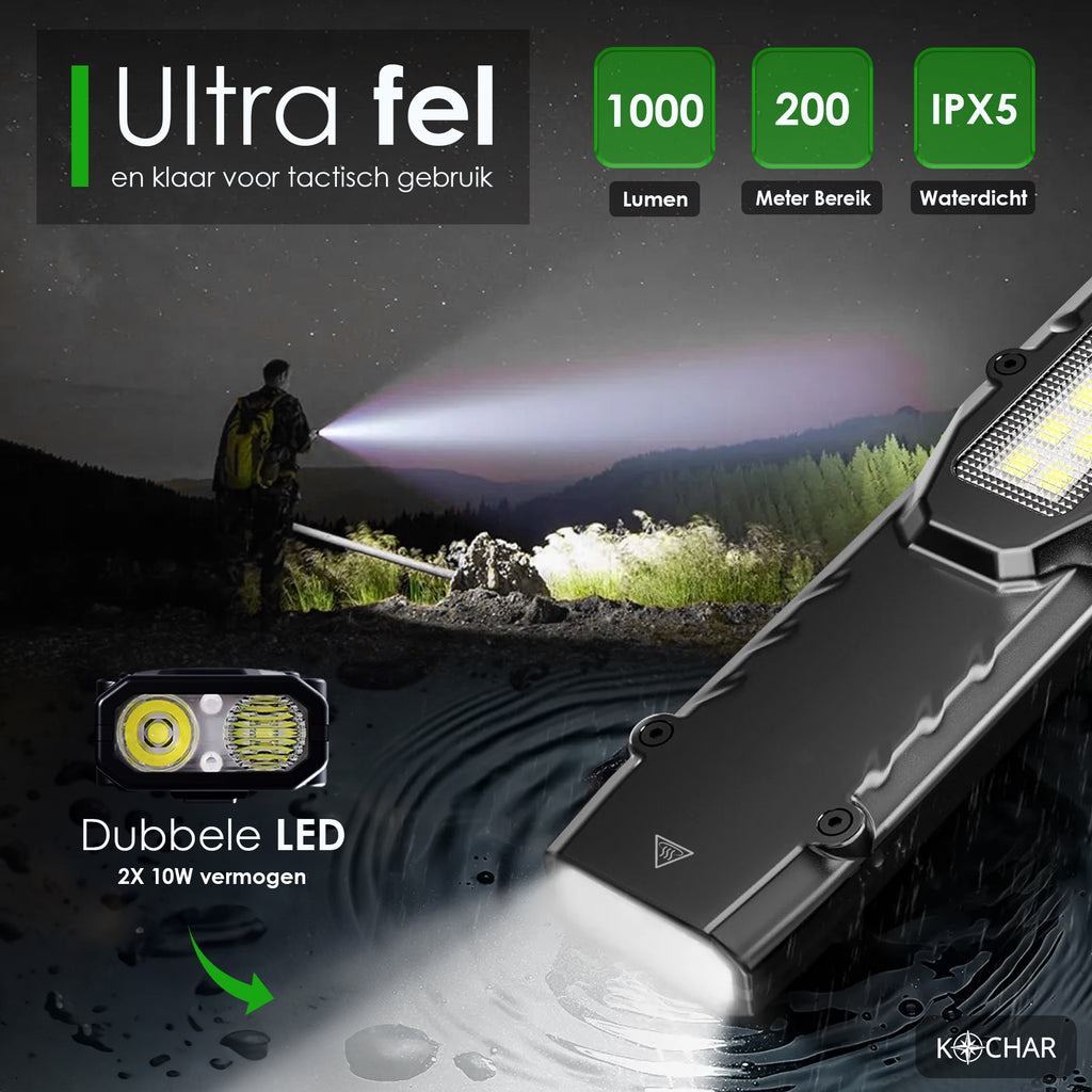 Kochar EDC Zaklamp LED Oplaadbaar - 1000 Lumen