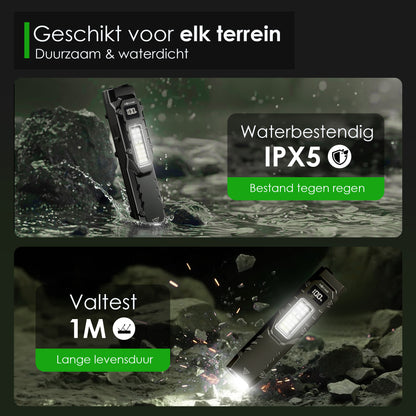 Kochar EDC Zaklamp LED Oplaadbaar - 1000 Lumen - IPX5 Waterdicht - Zaklamp op batterijen - Militaire zaklamp - UV zaklamp - Tactische zaklamp