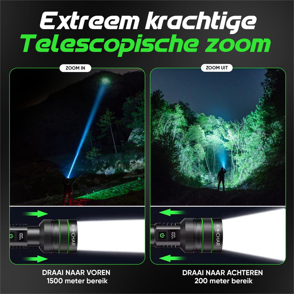 Kochar Zaklamp LED oplaadbaar - 5000 Lumen - 26650 mAh Oplaadbare Batterij - 6 Standen