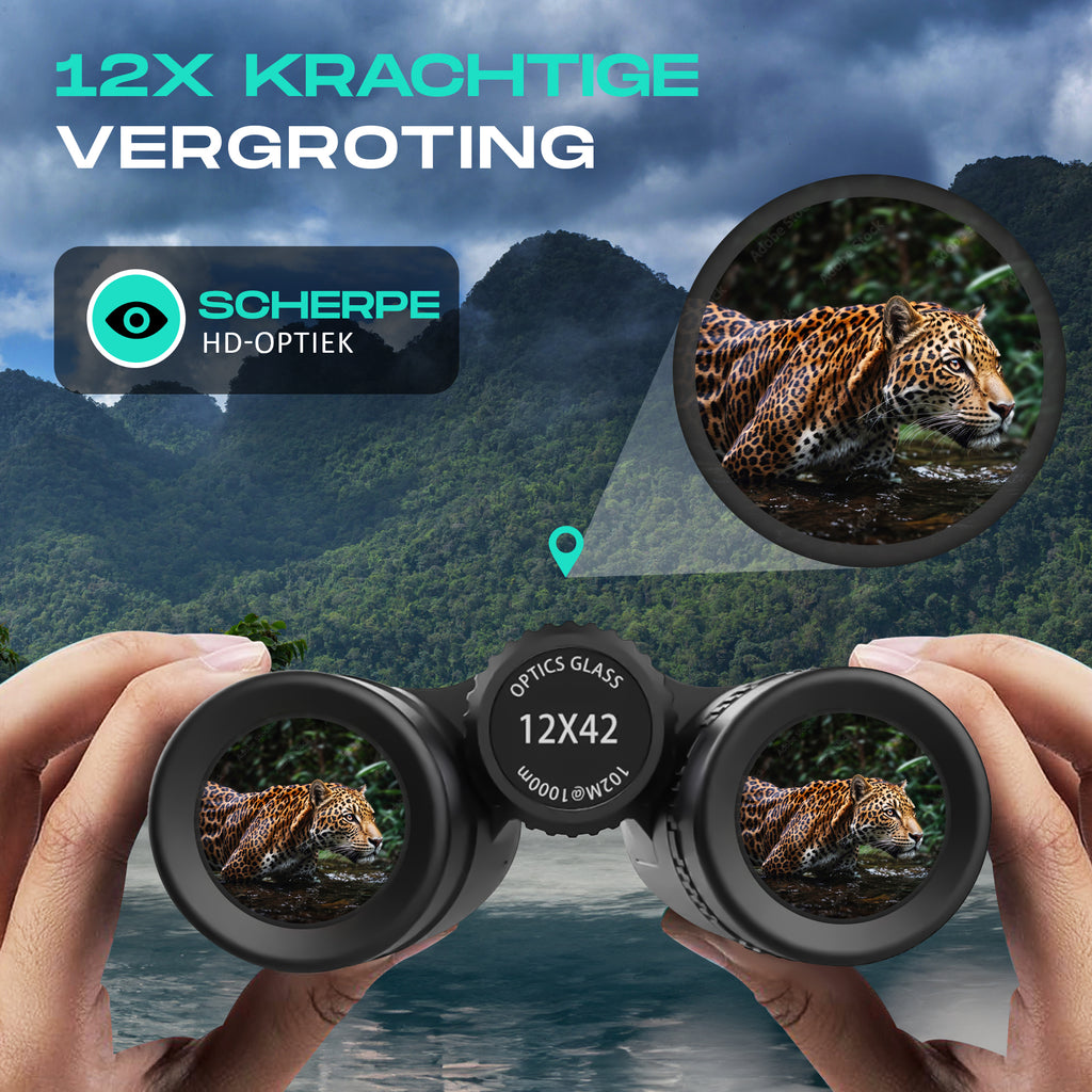 Kochar Verrekijker - 12x42 - BAK4 - Waterdicht -Paarse Lens