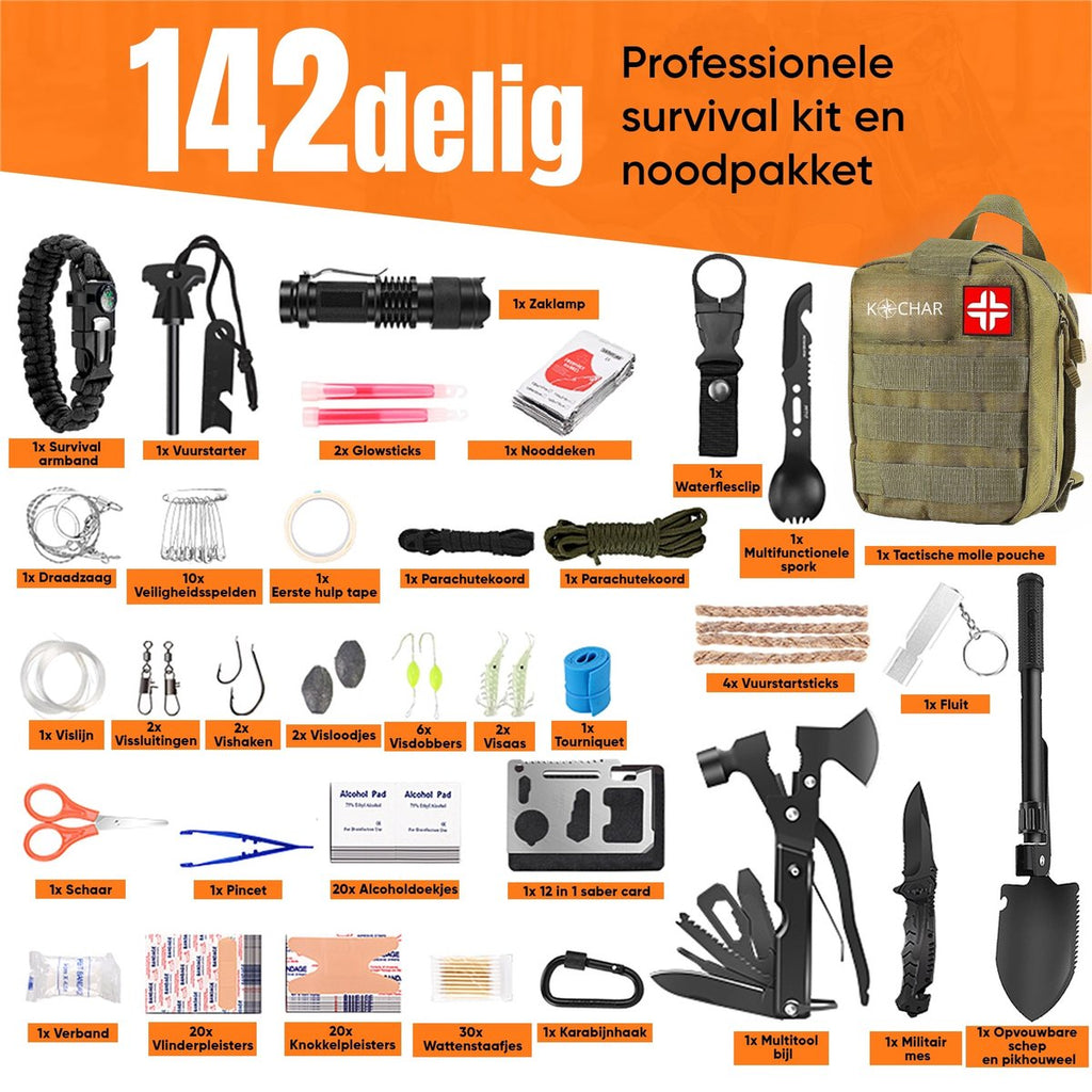 Kochar Noodpakket - 142 Delige Survival Kit - Overlevingspakket