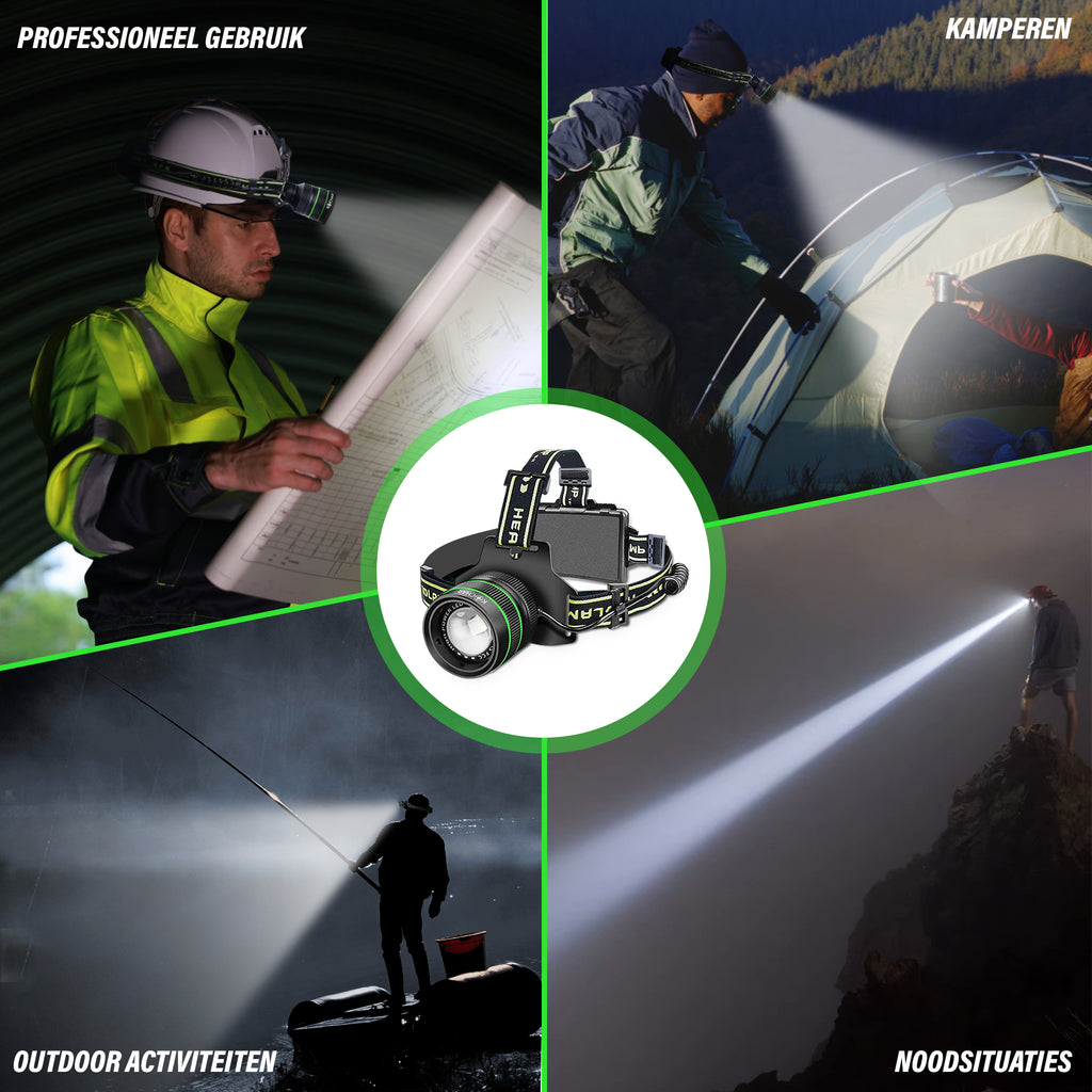 Kochar Hoofdlamp LED oplaadbaar - 5000 Lumen - 9 standen